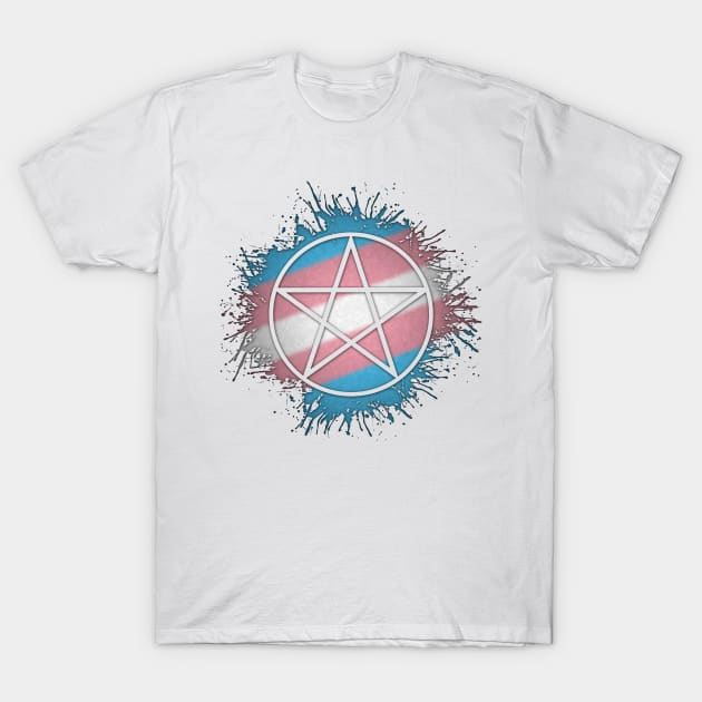 Paint Splatter Transgender Pride Pentacle Symbol T-Shirt by LiveLoudGraphics